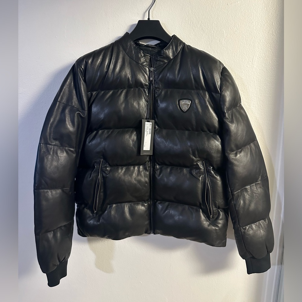 Lamborghini leather puffer jacket